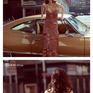 Love & Lemons Isabela Twist Cutout
Knit Dress Brown Button Front Midi